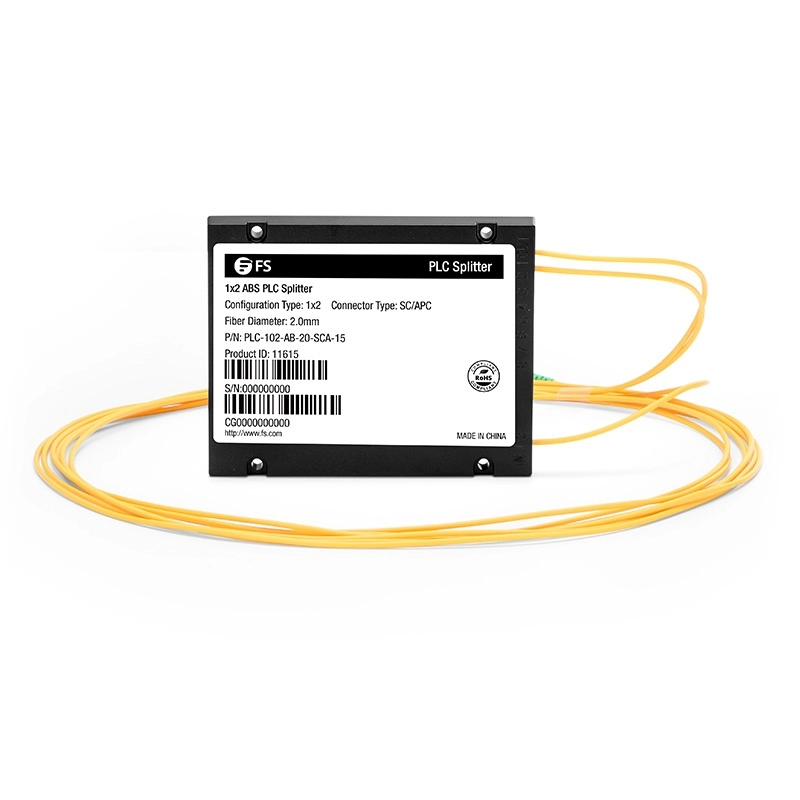 1x2 PLC Optical Splitter - ABS Splice Module with SC/APC Connectors  2.0mm Pigta
