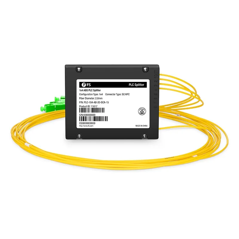 Custom 1x4 PLC Fiber Splitter - SC/LC/FC/ST Connectors (UPC/APC) | ABS Module