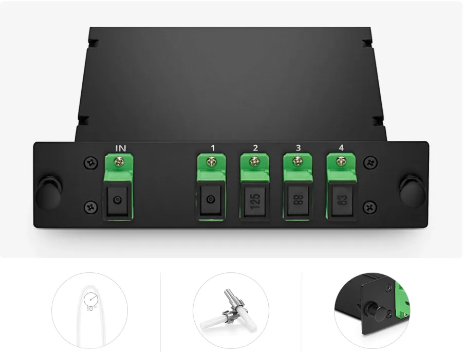 1×4 PLC Fiber Optic Splitter | LGX Cassette | Single-mode G652D/G657A | SC/LC/FC/ST, UPC/APC Customizable| Low Insertion Loss · High Return Loss | Suitable for FTTH/PON/ODF Distribution Scenarios.第1张